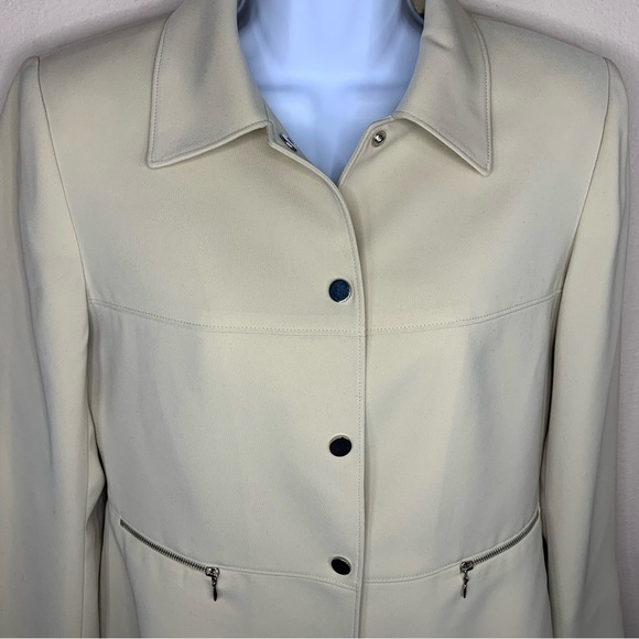 Vintage Tahari Arthur Levine Blazer Beige Lined Shoulder Pads Petite 6 - Picture 3 of 8